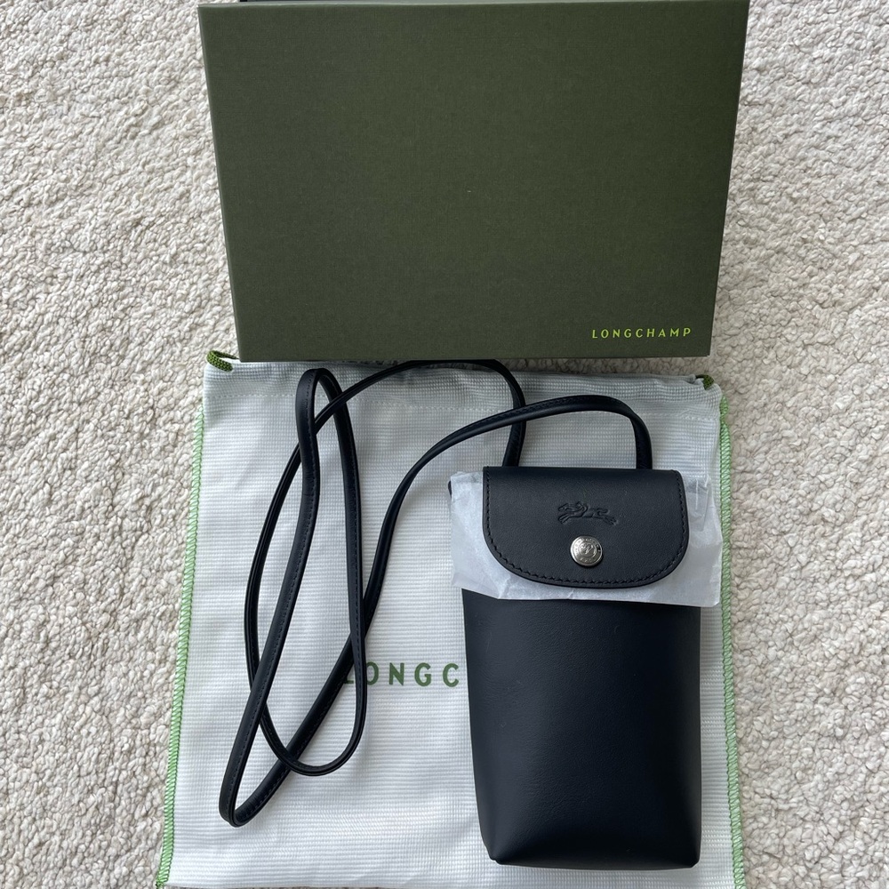 NEW Le Pliage Xtra Black Leather phone case